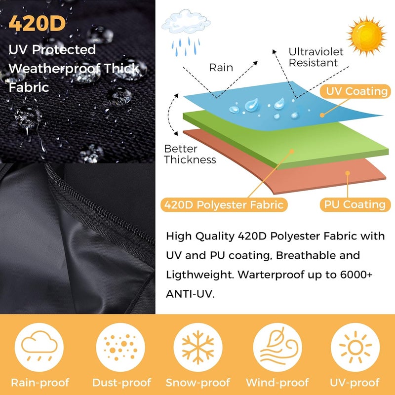 REDRICH Patio Umbrella Cover with Push Rod - Waterproof Patio Parasol Covers with Zipper for 7ft to 11ft Outdoor Umbrellas - Image 3